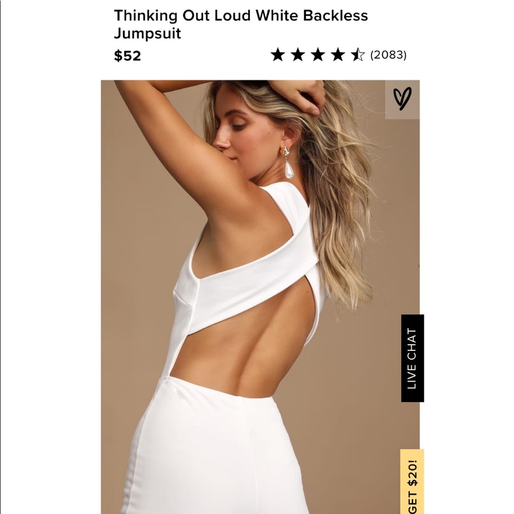 Lulu’s Thinking Out Loud White Backless Jumpsuit